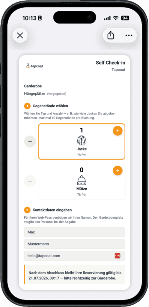 Self Check-in auf Messe Amartphone